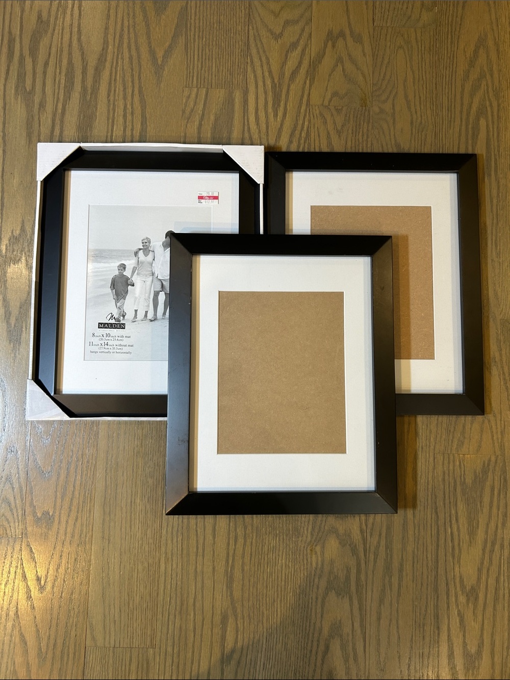 Malden Black Picture Frames: 8”x10” with border or 11”x14” without - set of 3
